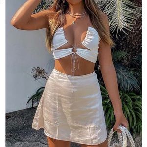 White Fox Boutique Ellery Mini Skirt Champagne